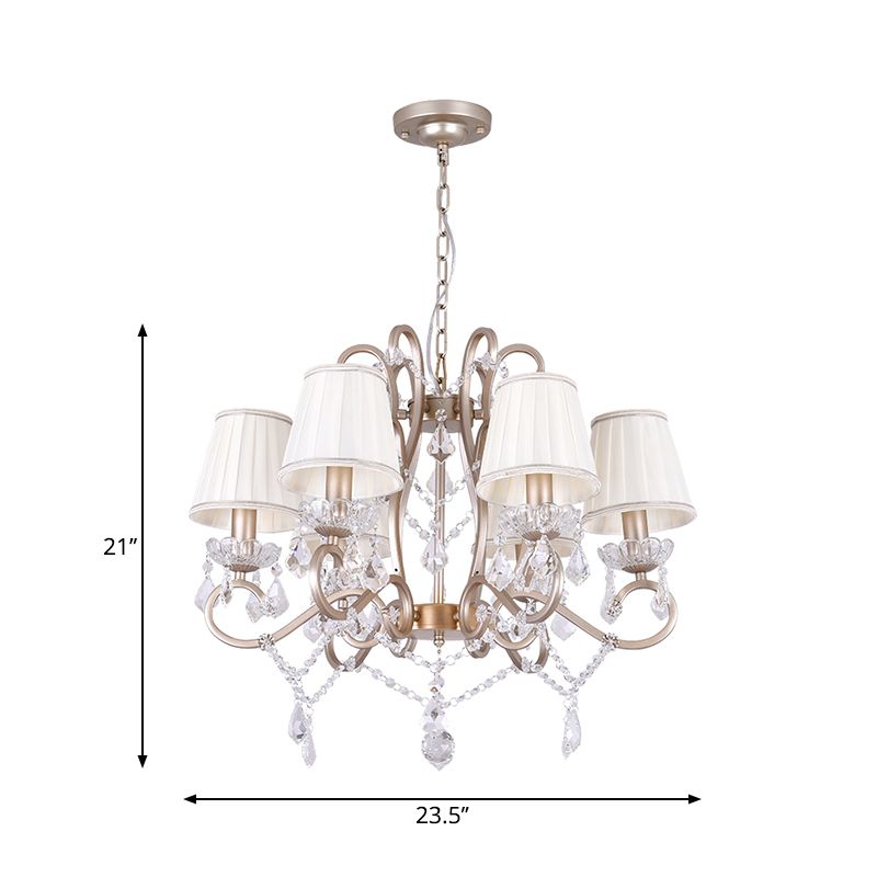 6 lampen hangende lampkit met conische kristalstandaards traditionele salon hanger kroonluchter in messing