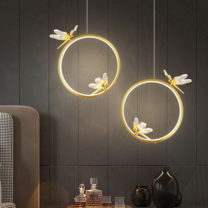 Modern LED Hanging Ceiling Light Metal 1-Light Circle Ceiling Pendant Light