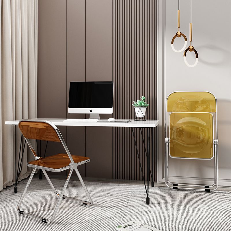 Silla lateral de comedor con respaldo abierto de estilo industrial, silla sin brazos de comedor de plástico para el hogar