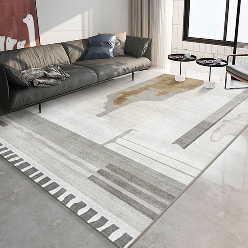 Dark Green Modern Rug Polyester Abstract Graphic Rug Washable Rug for Home Decor