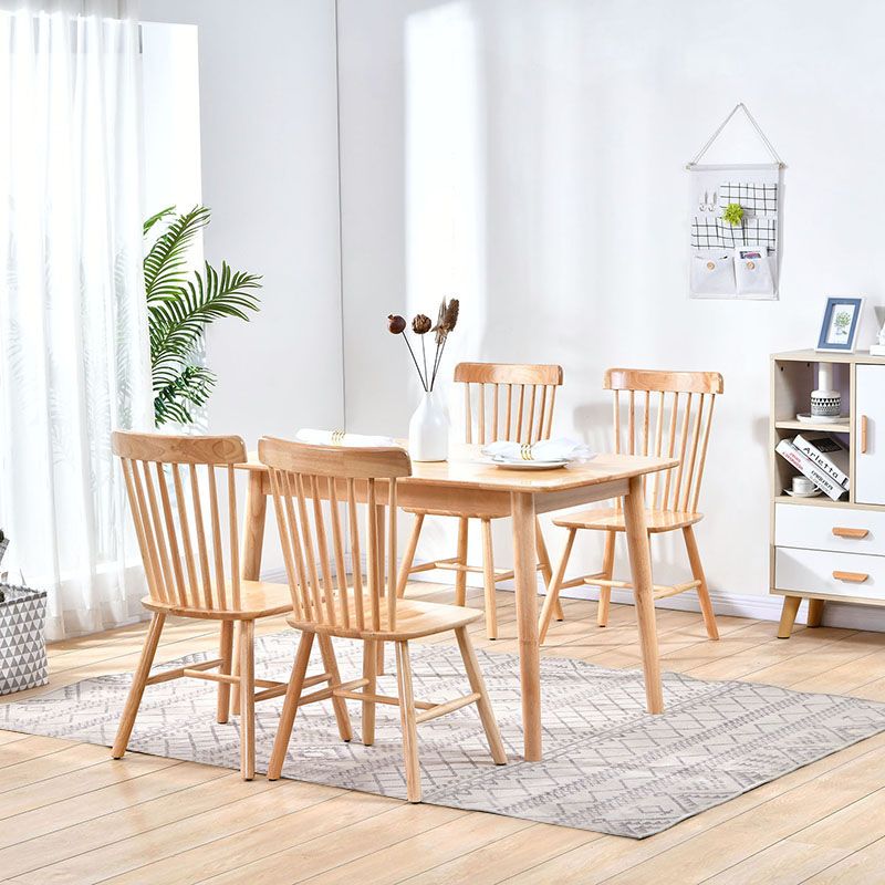 Contemporary Solid Wood Standard Dining Set Rectangle Kitchen Dining Set with 4 Legs Table