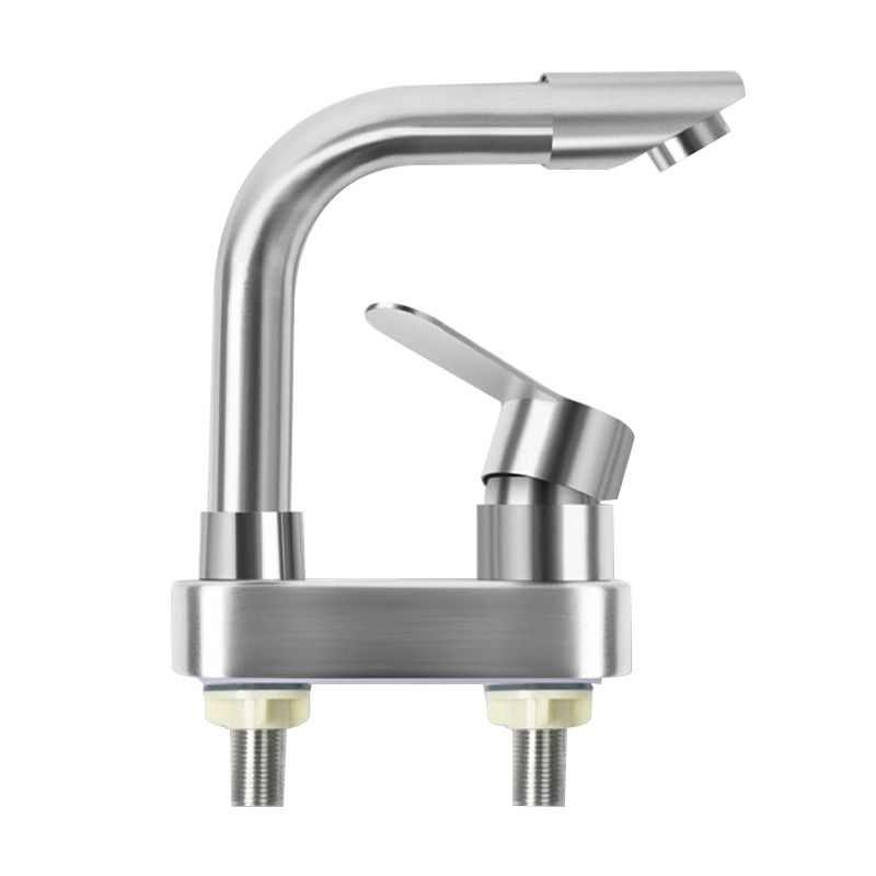 Square 1-Handle Bathroom Faucet 2 Hole Centerset Bathroom Faucet with Stainless Steel