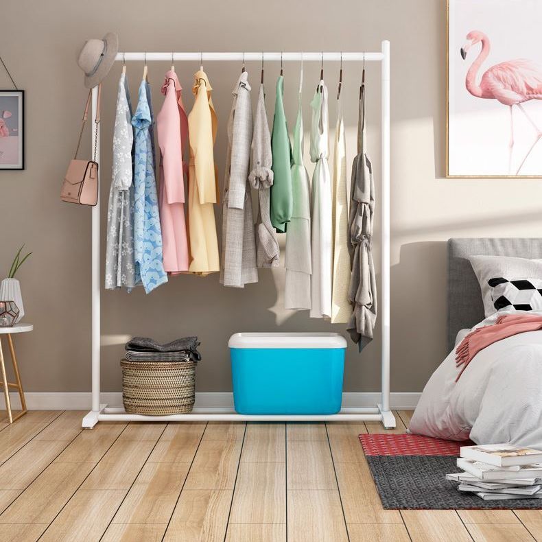 Contemporary Style Armoire Black Metal Open Armoire for Bedroom