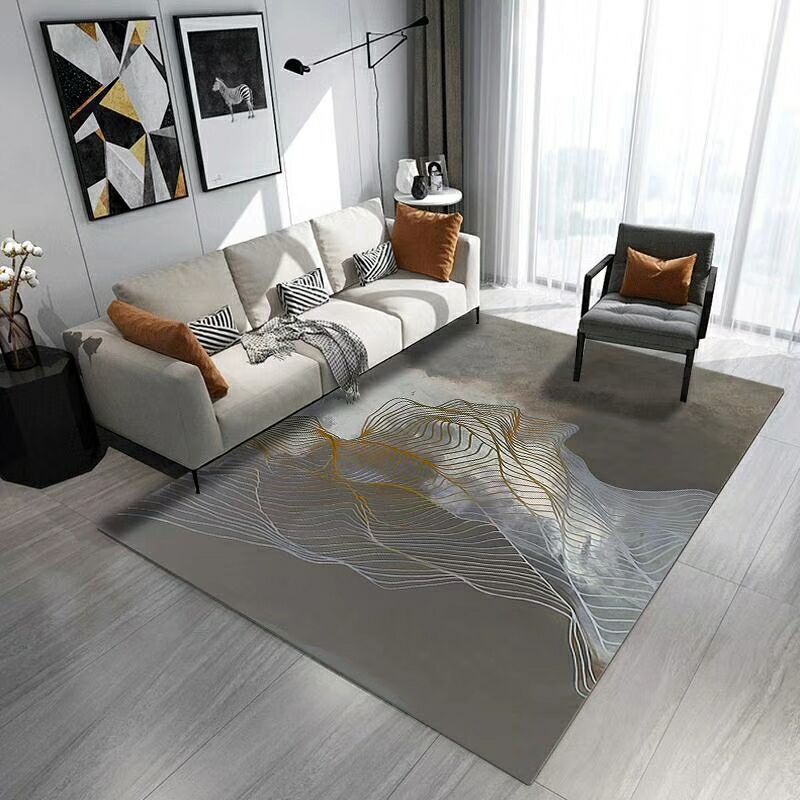 Ink Painting Rug Polyester Modern Area Carpet Stain Resistant Indoor Rug for Living Room