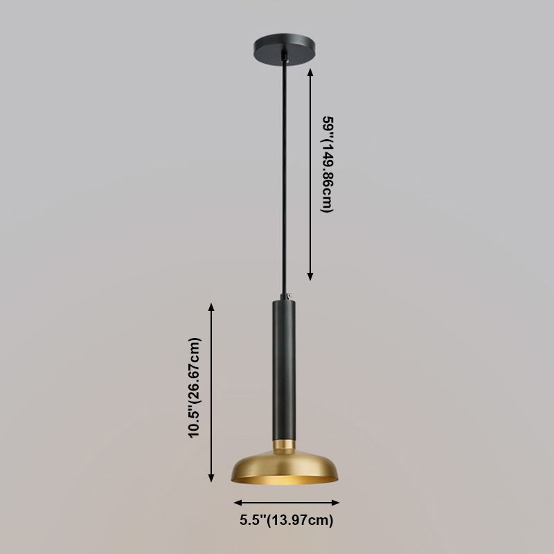 Moderne luxuriöse Single -Anhänger Leichte Kupferstange Hängelampe in Schwarz und Gold