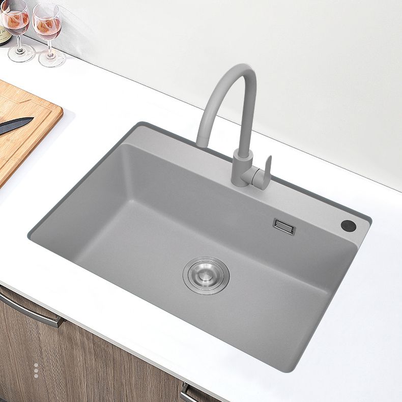 Modern Style Kitchen Sink Overflow Hole Design Drop-In Quartz Kitchen Sink
