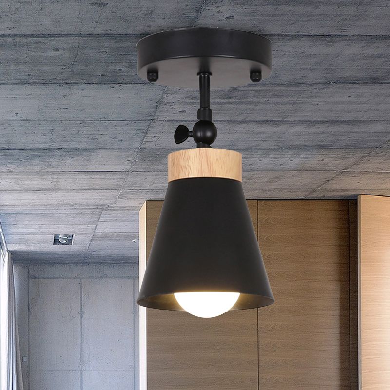 Plafoniera da incasso con paralume affusolato regolabile Plafoniera modernista in metallo a 1 luce nero/bianco