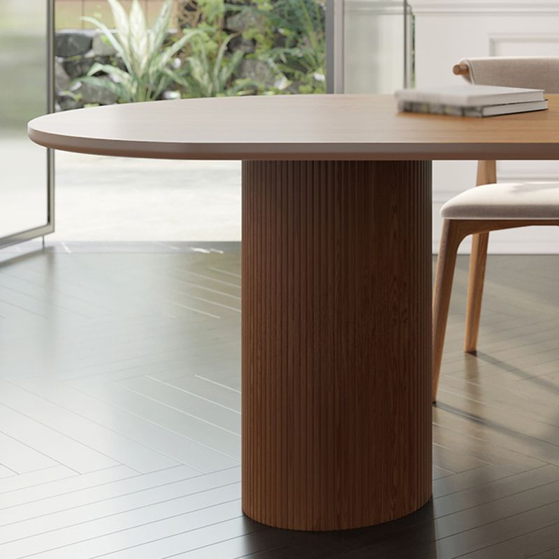 Free Form Pinewood Brown Tone Dining Table Simplicity 3 Legs Table for Dining Room