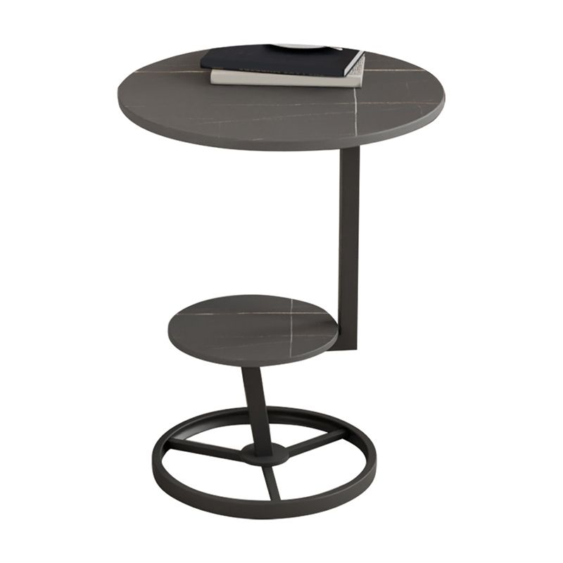 Modern Abstract Corner Table Round Slate Side End Table for Living Room