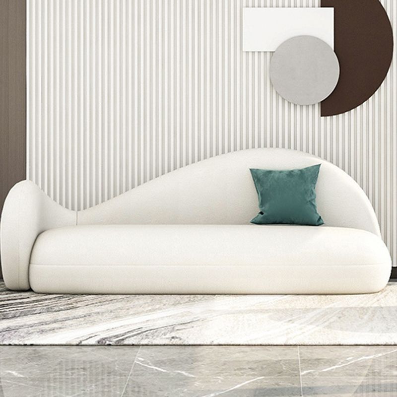 Tight Back Sofa Wool Curved Sofa in White for Living Room, Apartment