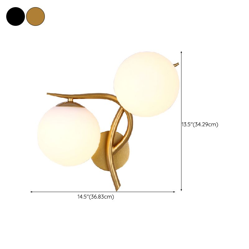 Modern Metal Wall Sconce Minimalist Glass Ball Shade Wall Light Fixture