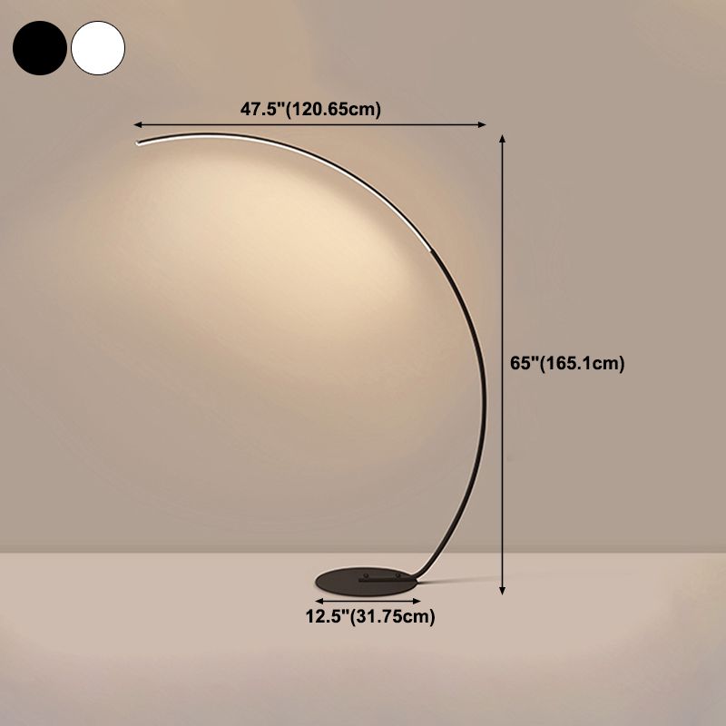 Curve Shape Metal Floor Lighting Contemporary Style 1 Light Floor Lamp