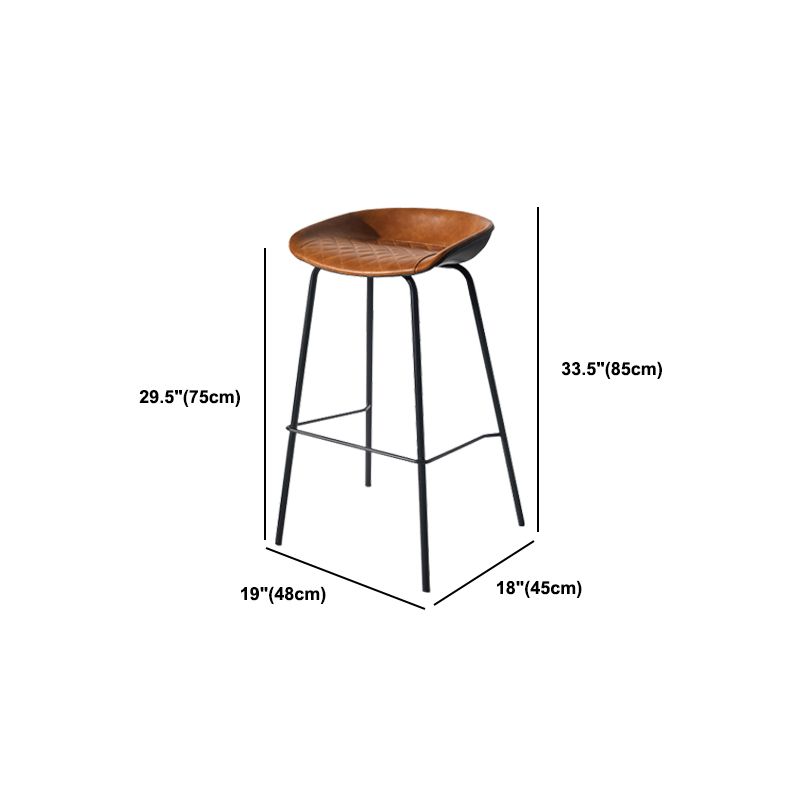Scandinavian Bucket Seat Bar Stools Faux Leather Low Back Barstool