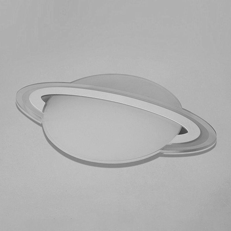 Simple Planet Flush Ceiling Light Acrylic LED Bedroom Ceiling Mount Lamp in White