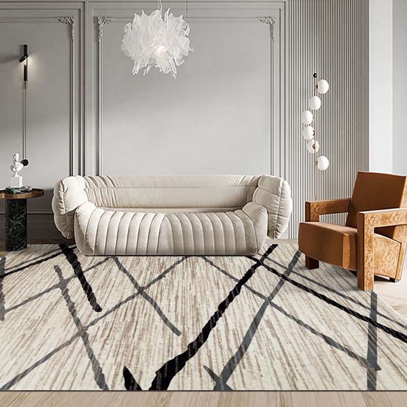 Contemporary Area Rug Novelty Geometric Pattern Carpet Non-Slip Polyester Rug for Living Room