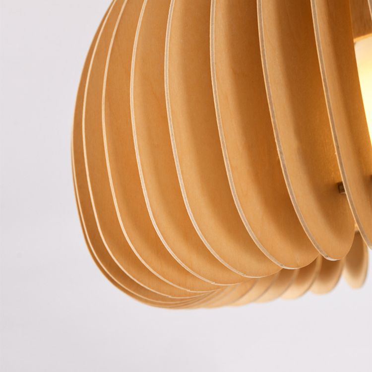 1-Light Ceiling Light Modern Ceiling Mount Light with Wood Shade for Aisle
