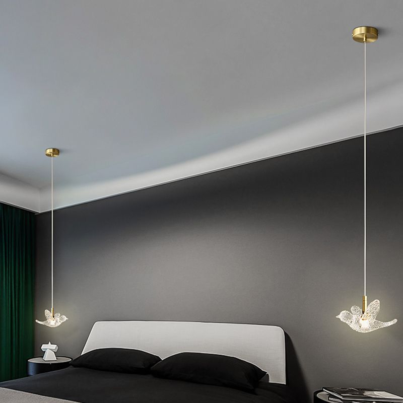 Klein bed ophanging verlichtingsarmatuur Acryl Minimalistische LED LED DOWN -verlichting hanger in messing