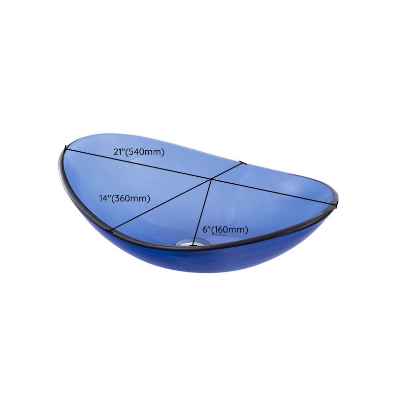 Creative Vessel Bathroom Sink Glass Vessel Lavatory Sink in Blue