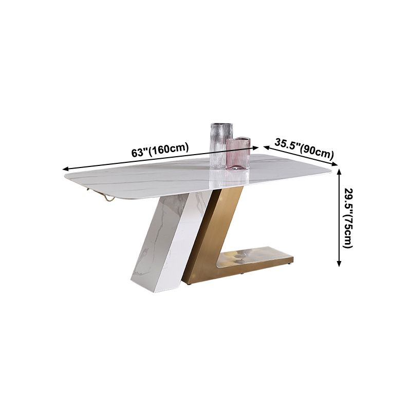 Metal Mesa de comedor rectangular de lujo tradicional Mesa de comedor de piedra sinterizada para el hogar