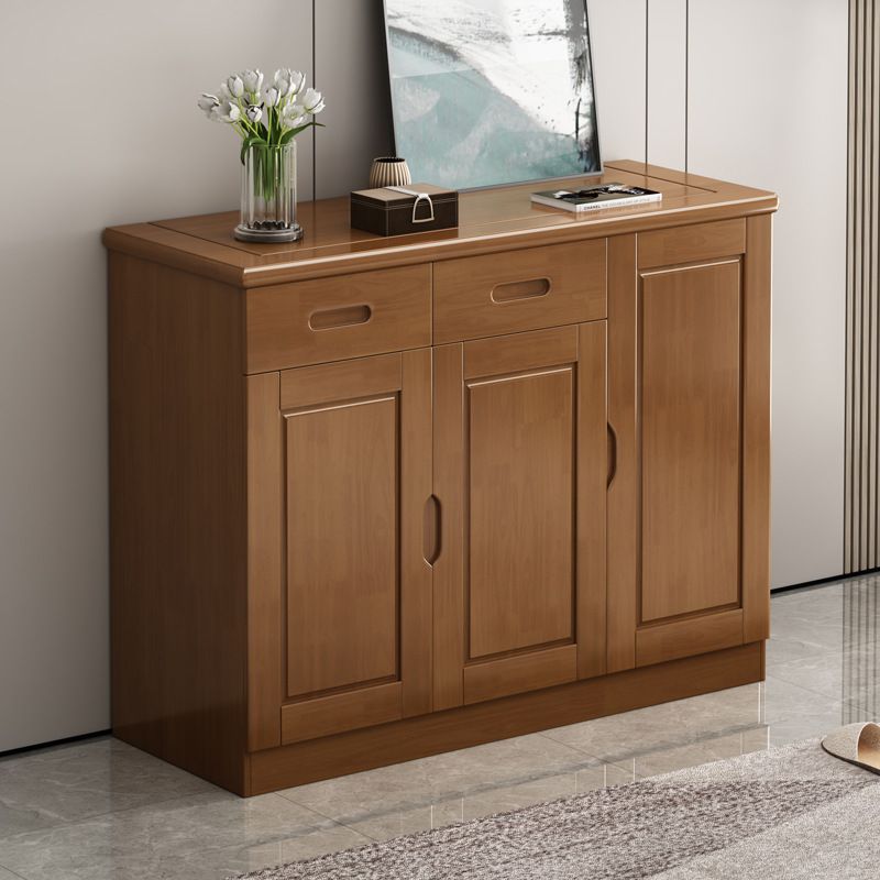 Mid-Century Modern Cabinet in Rubberwood with 2 Drawers and 3 Doors