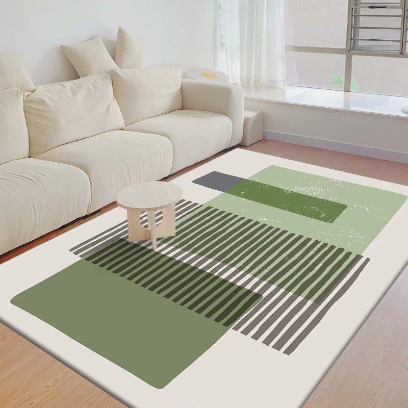 White Modern Rug Polyester Triangle Rug Non-Slip Backing Rug for Drawing Room