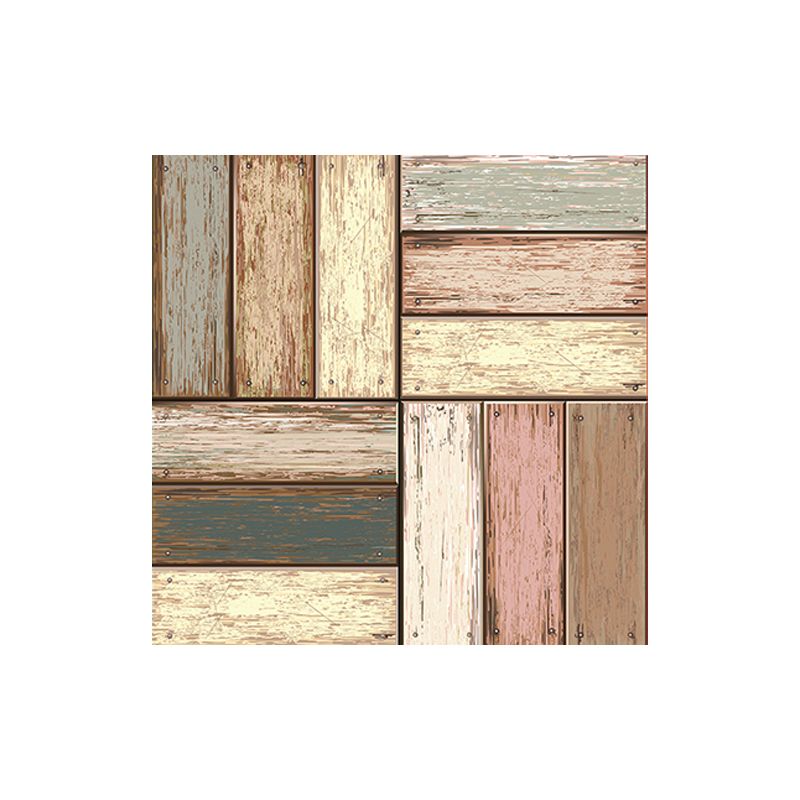 Stacked Wood Lumber Wallpaper Panels Brown Country Wall Art for Living Room, Adhesive