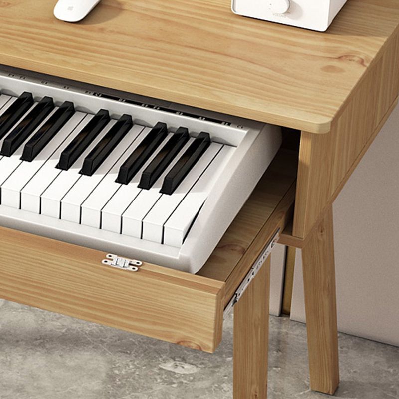 Modern Style Natural Piano Table Solid Wood Parsons Base Computer Desk