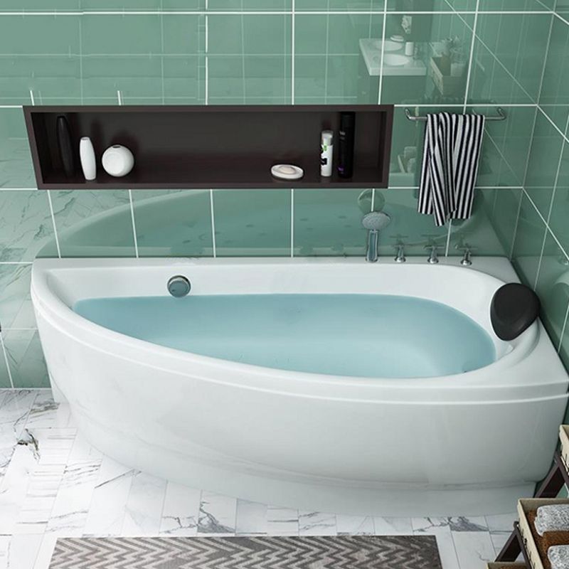 Back to Wall Corner Bathtub Acrylic White Modern Soaking Bath