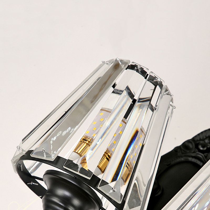 Modern Wall Sconce Black Wall Light Fixture with Crystal for Bedroom