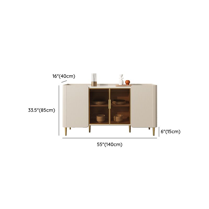Glam Style Buffet Table Stone Buffet Credenza with Drawers and Cabinets
