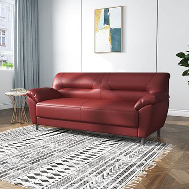 Sofá de brazo de almohada moderno de 3 asientos de cuero 70.87 "/55.12" W almohada de almohada cosida