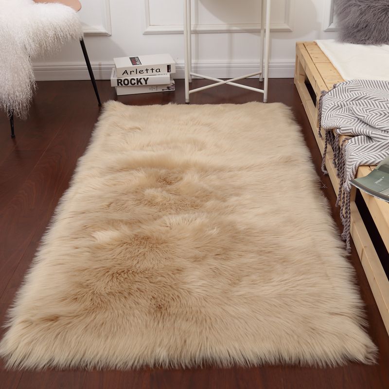 White Solid Color Rug Plush Orlon Area Carpet Easy Care Rug for Living Room