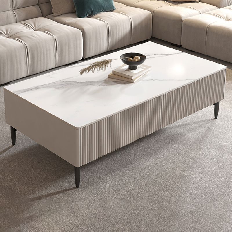 4 Legs Single Coffee Table Rectangle Slate Coffee Table with 4 Drawers