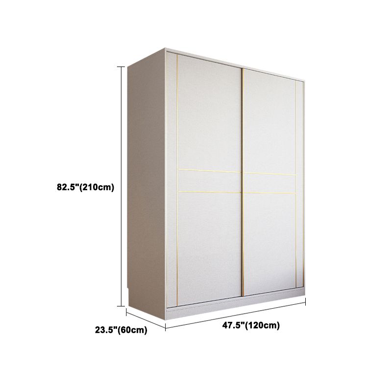 White Modern Style Wardrobe Cabinet Engineered Wood Wardrobe with Clothing Rod