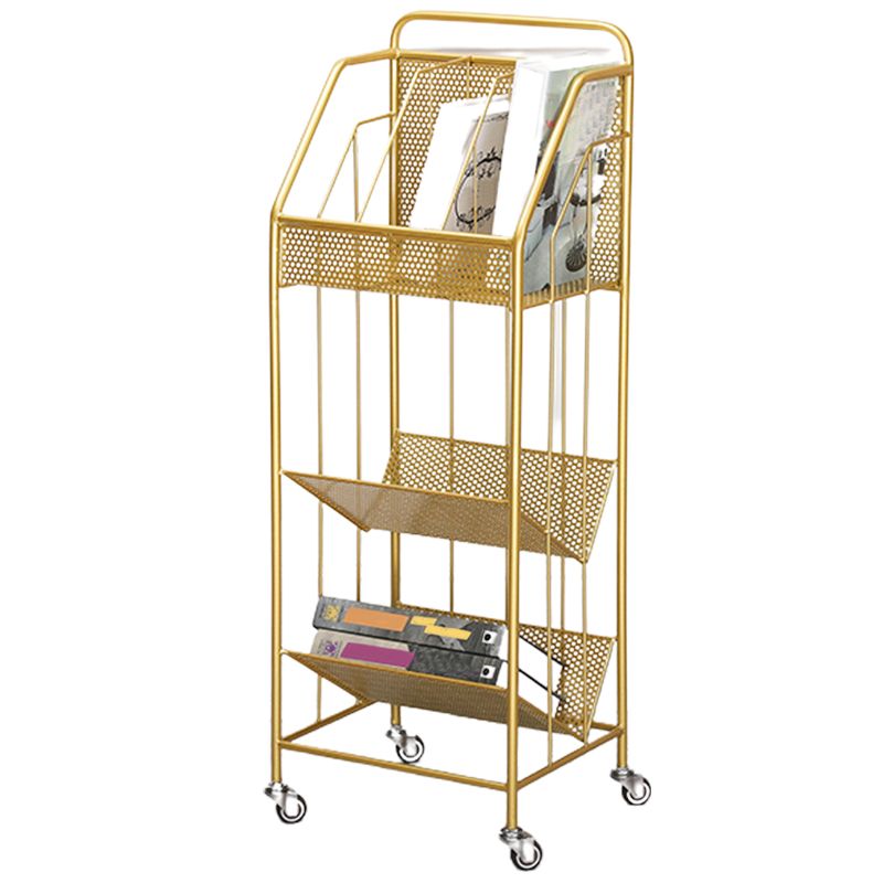 Contemporary Metal Bookcase Standard 3 Shelves Open Back Bookshelf