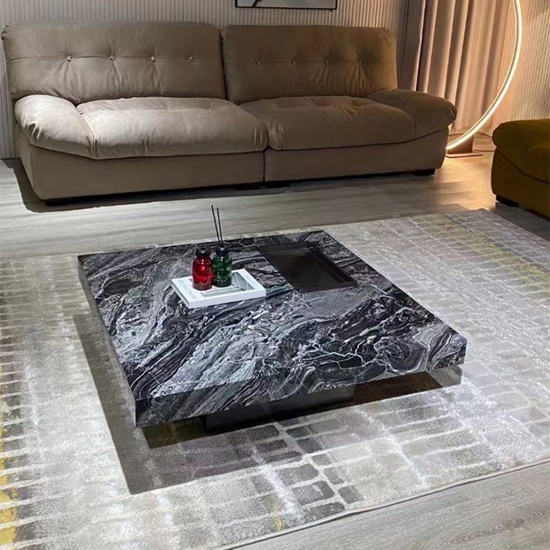 11"H Contemporary Cocktail Table Stone Square Coffee Cocktail Table