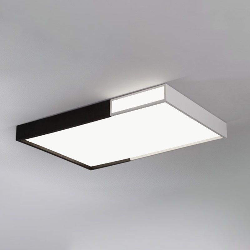 Quadrilateral Shape LED Flush Mount Light Simple Metal Black and White Ceiling Light Flush Mount