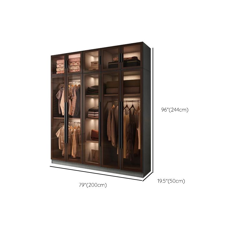 Modern Wardrobe Cabinet Glass and Engineered Wood Wardrobe Closet