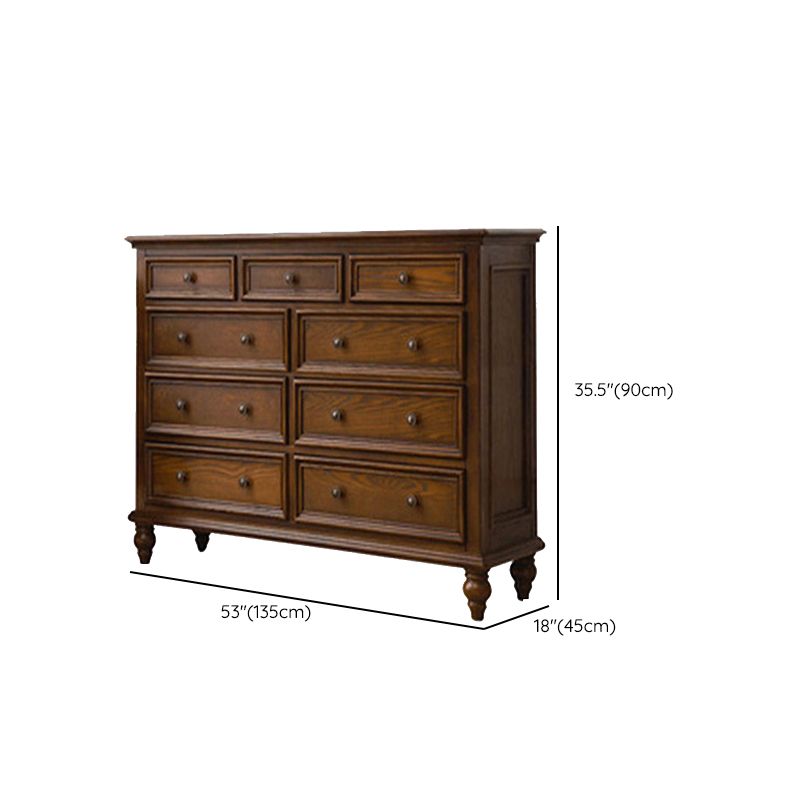Solid Wood Traditional Storage Chest Dresser with 3/4/5/6/7/8/9/10 Drawers