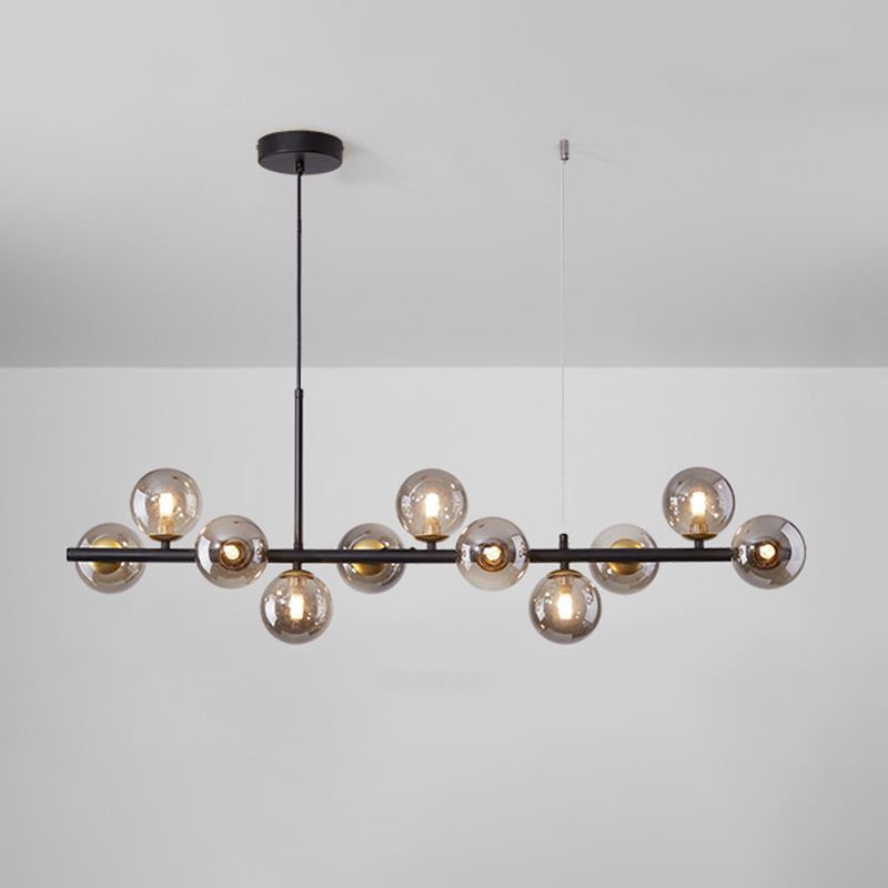 Globe Glass Shaded 11-Light  Linear Kitchen Island Light Modern and Contemporary Style Ceiling Light