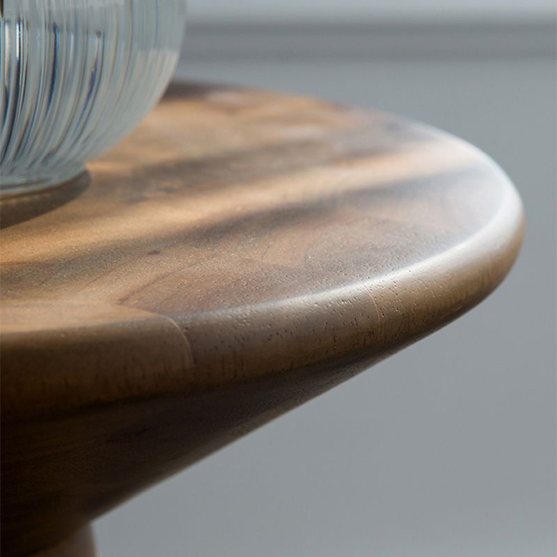 Round Rubberwood End Table Pedestal Side Table for Living Room