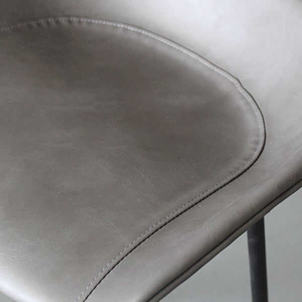 Matte Finish Footrest Upholstered Low Back Stool Industrial Home Leather Stool