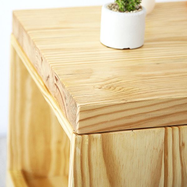 Modern 3-shelf Bar Table Rectangle Solid Wood Bistro Bar Table in Natural