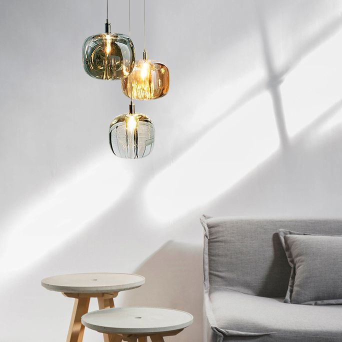 Modern Simple Style Crystal Pendant Lighting Crystal Globe Shade Hanging Lamp for Bedroom Bedside