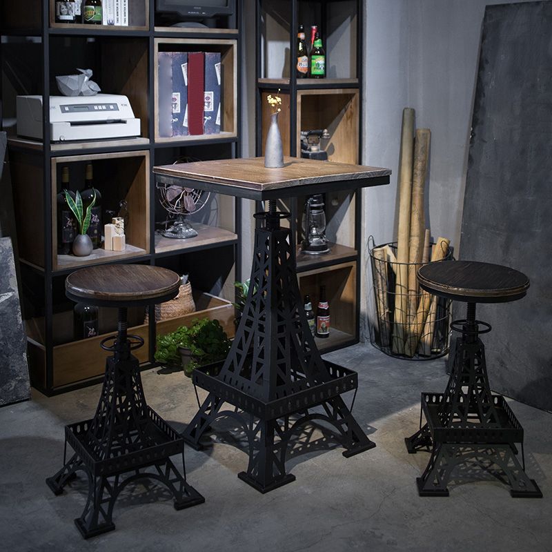 Industrial Wood Bar Table Set 1/2/3 Pieces Metal Counter Set for Home Use