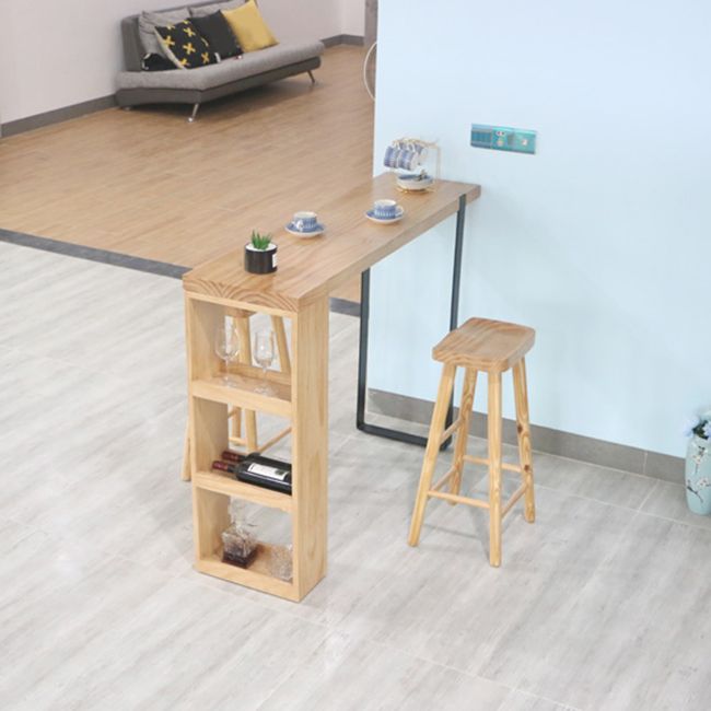 Industrial Bar Table Set 1/3 Pieces Rectangle Solid Wood Pub Dining Set