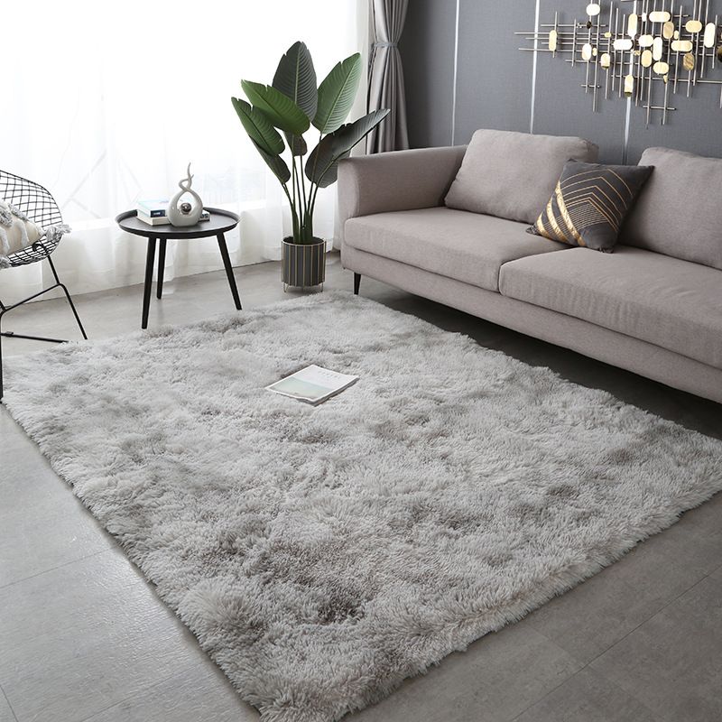 Minimalist Living Room Rug Simple Tie Dye Print Carpet Polyester Shag Rug with Non-Slip Backing