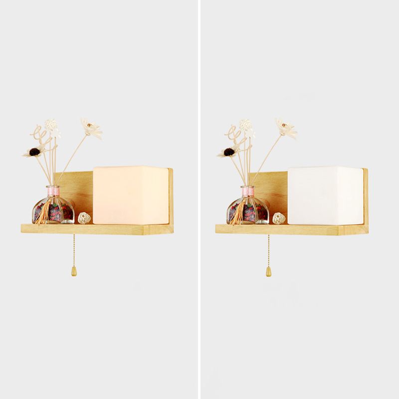 Glass Log Color Wall Lamp in Modern Concise Style Wooden Rectangular Wall Light without Decorations