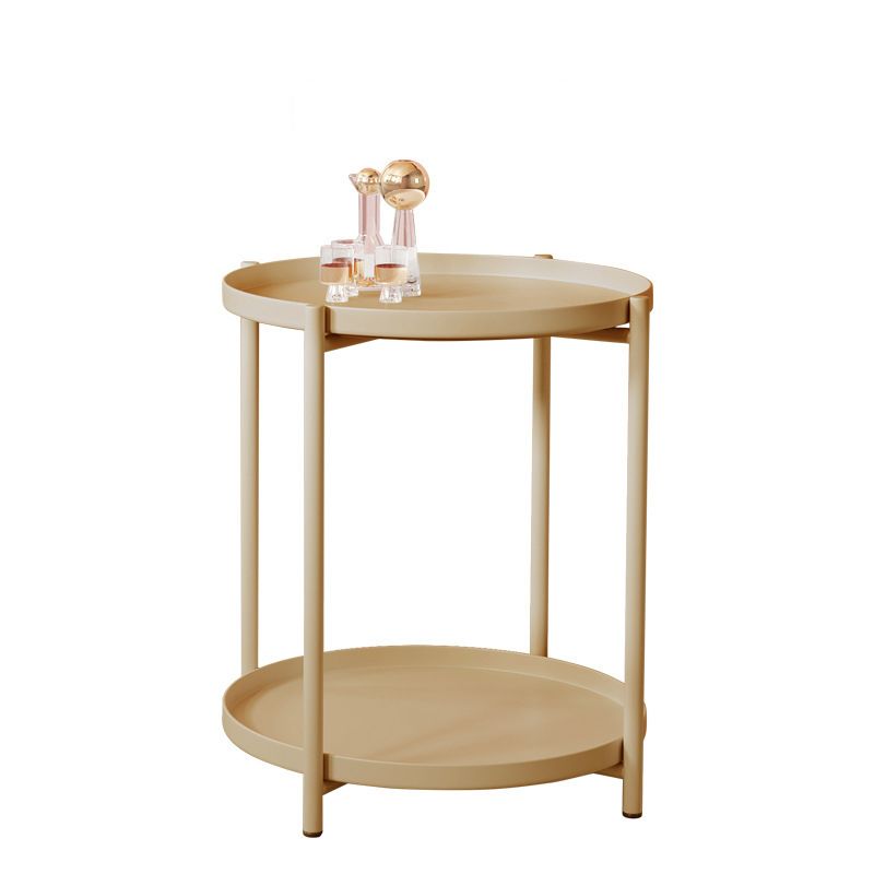 20.4" Tall 4 Legs/Cross Legs End Table Metal Round Tray Top Side End Table