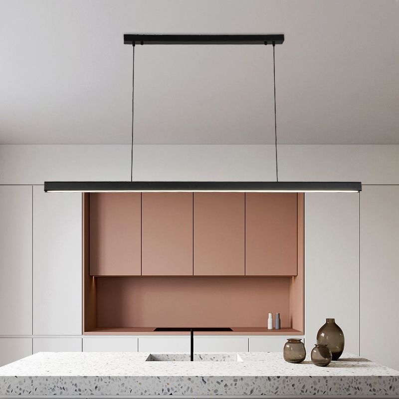 Modern Minimalist Style Linear Island Light Fixture Wood Pendant Light